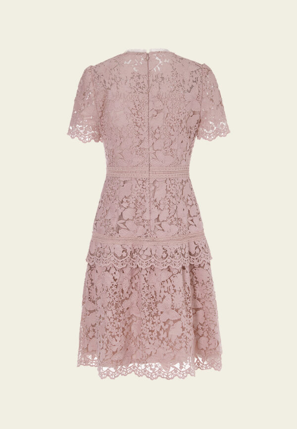 Layered Panelle-detail Puff-sleeve Lace Dress - Image 2