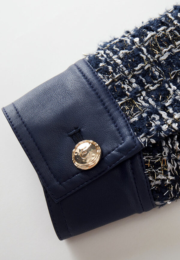 Contrasting-panel Detail Rough-cut Checked Lurex Jacket - Image 6