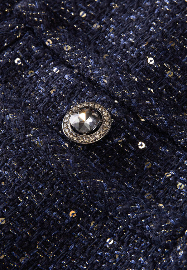 Stand-collar Concealed-fastening Sequin-detail Lurex Coat - Image 4