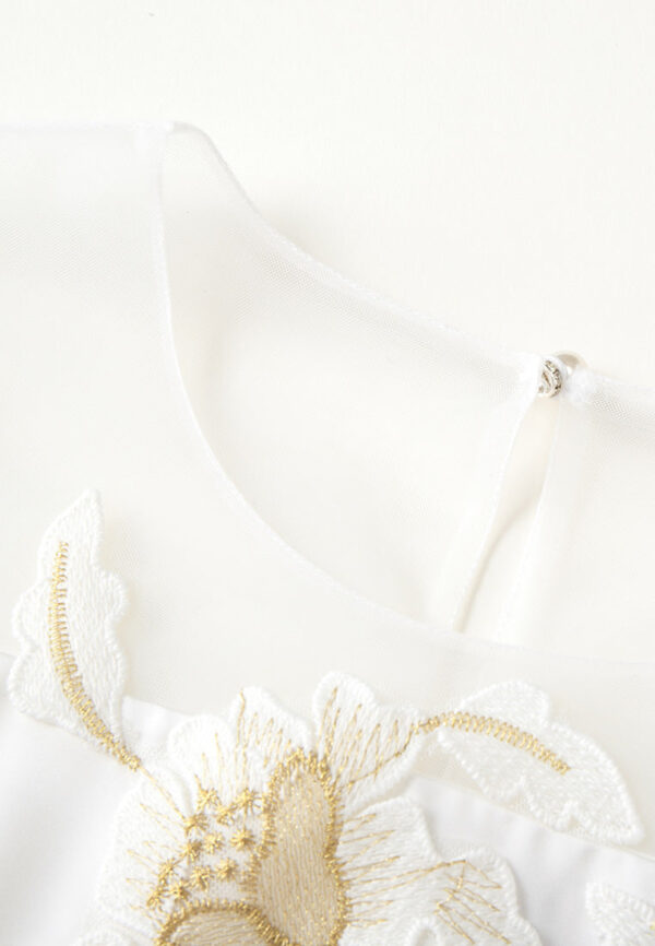 Appliqué Patchwork Puff-sleeve Top - Image 3
