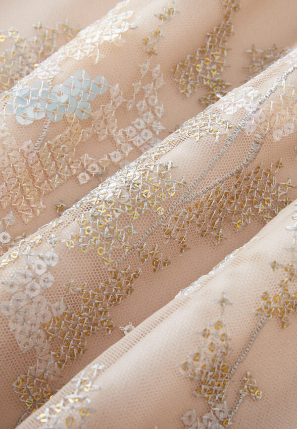 Ruffled-trim Cross-stitch Detail Sequin-detail Mesh Dress - Image 8