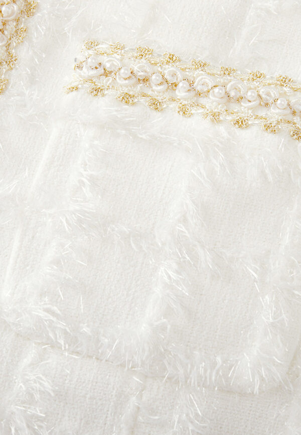 Checked Frayed-detail Embellished-trim Patch-pocket Jacket - Image 4