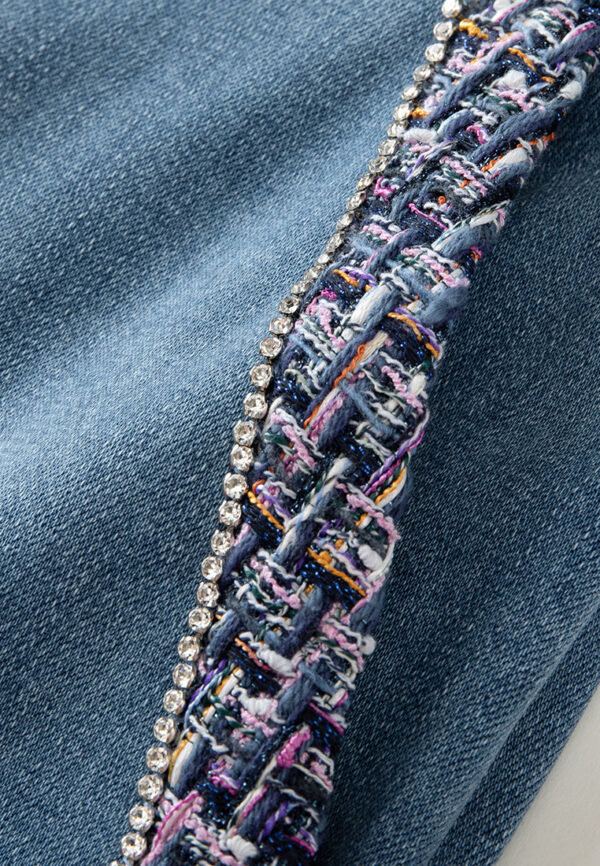 Embellished-trim Slit-pocket Wide-leg Jeans - Image 4