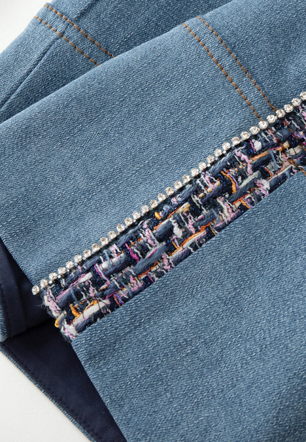 Embellished-trim Slit-pocket Wide-leg Jeans - Image 6